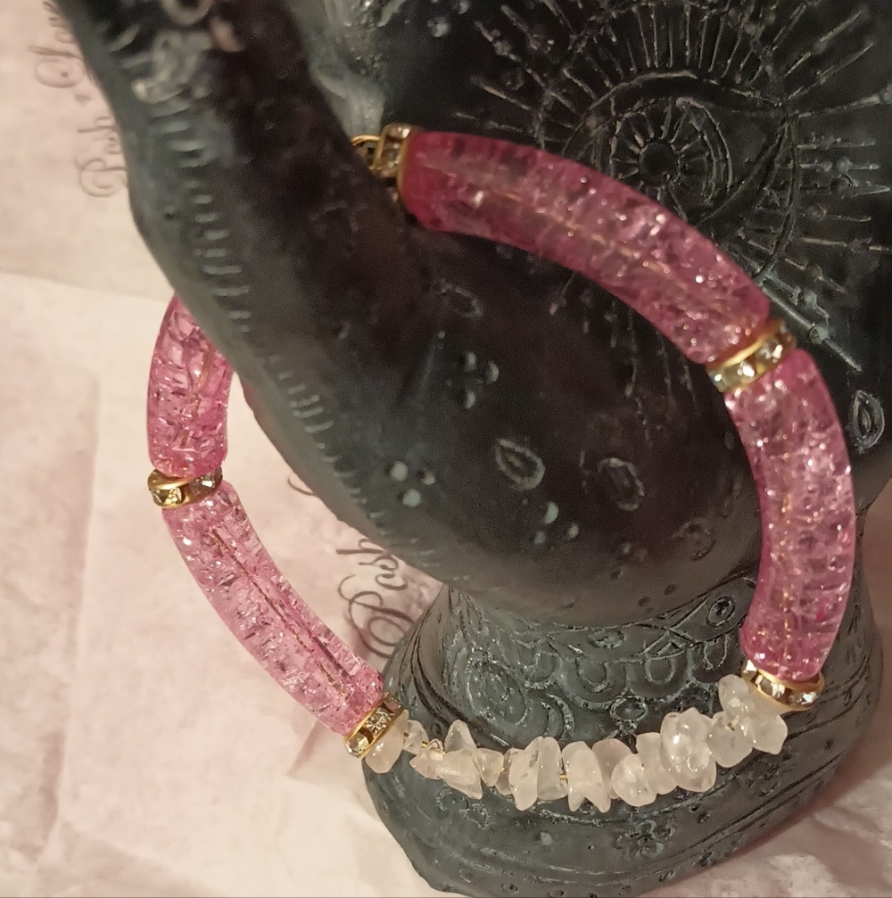 Gemstone and Acrylic Bracelet